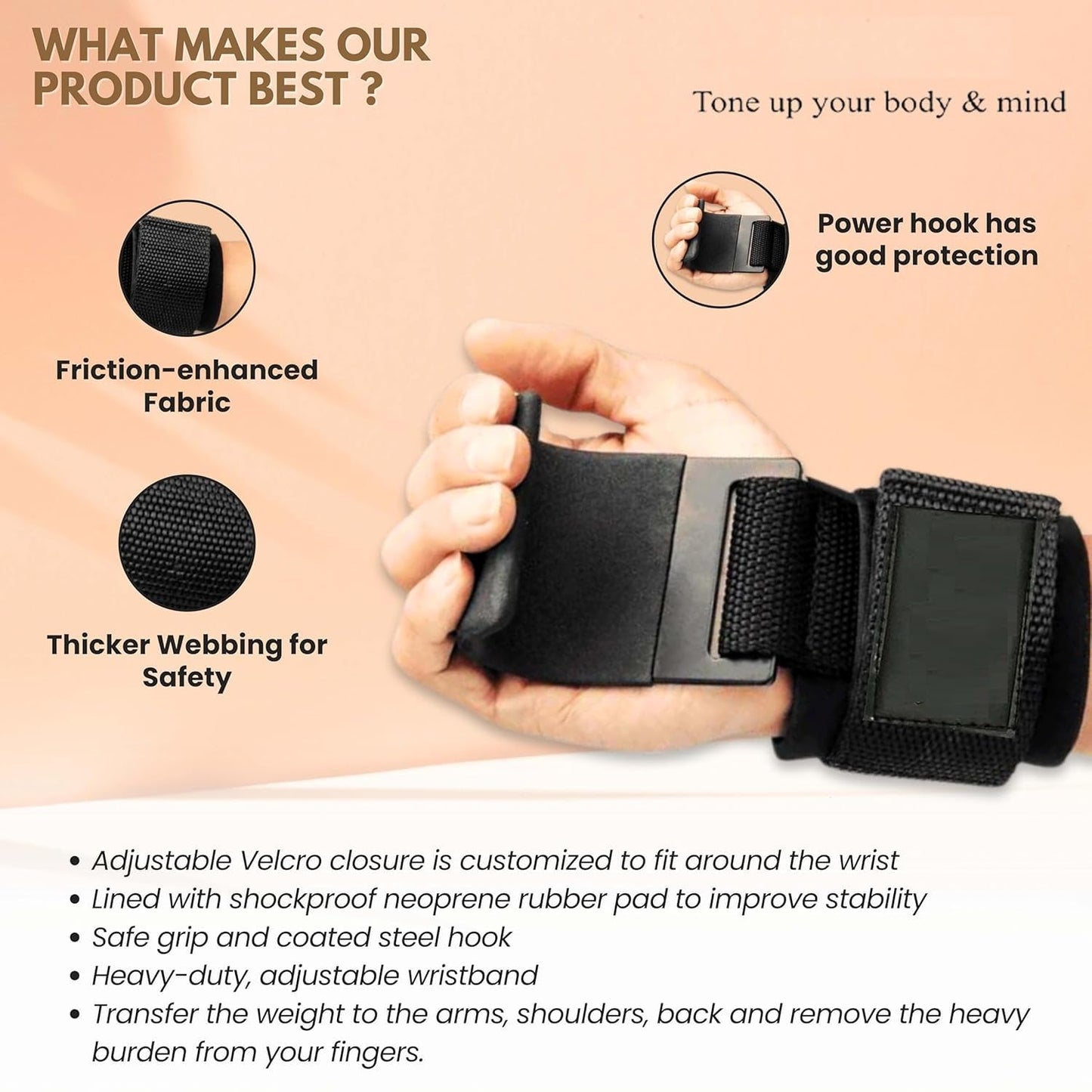 Heavy Duty Deadlift Hooks with Wrist Support